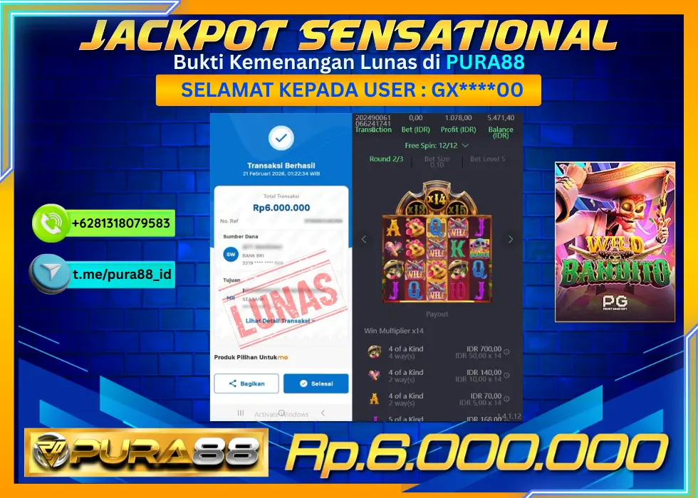 PURA88 JACKPOT THE GREAT ESCAPE Rp 10.000.000,- LUNAS